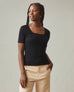 Women's Luxe Rib Square Neck Tee - Black